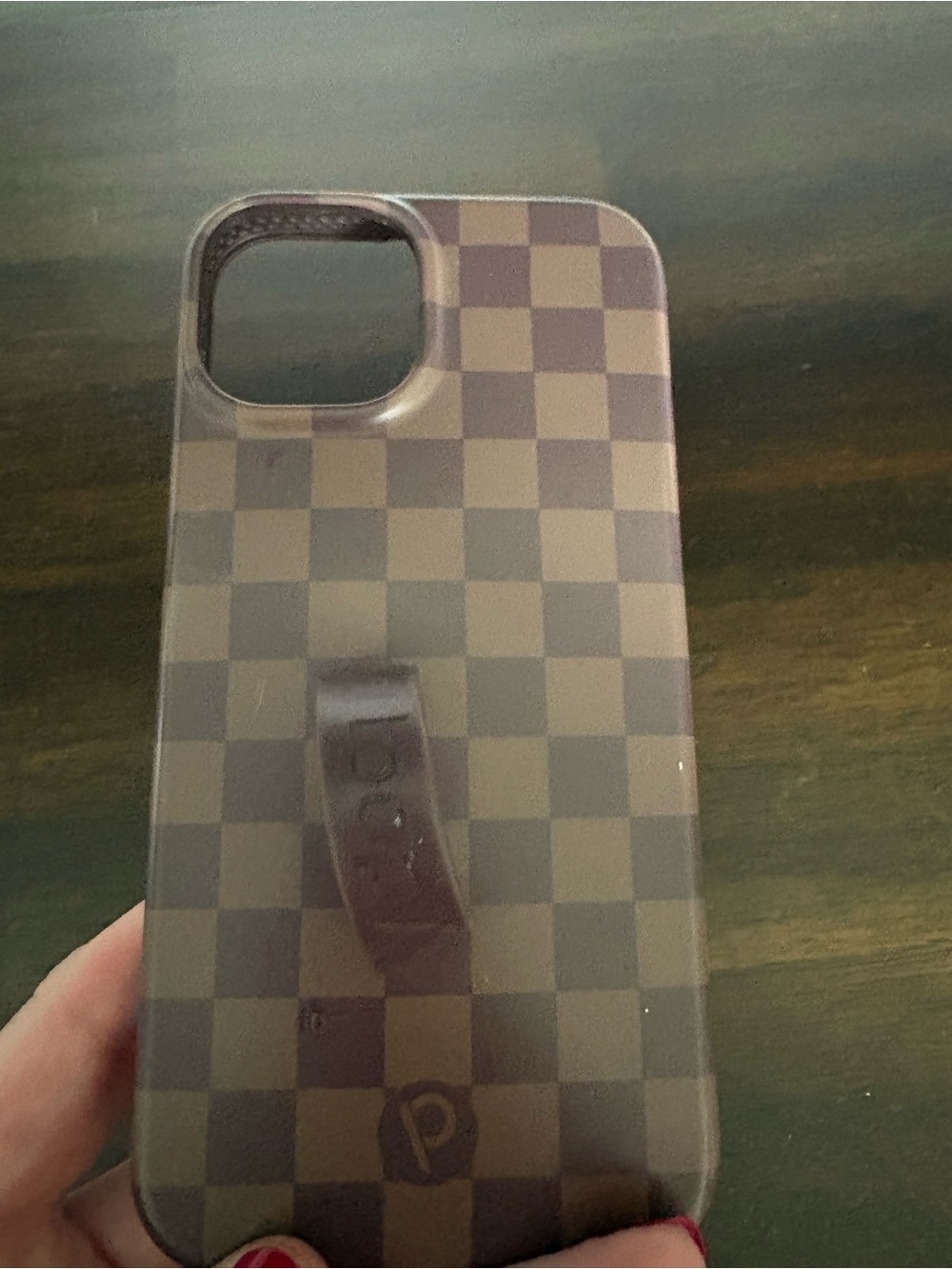 Loopy Case Brown Checkered Phone Case with Grip Strap iphone14
